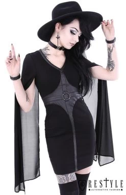 Restyle Cape Dress -Fashion Apparel eng pl Pencil gothic dress leather straps o rings long sleeves CAPE DRESS 1727 2 40376.1566704356