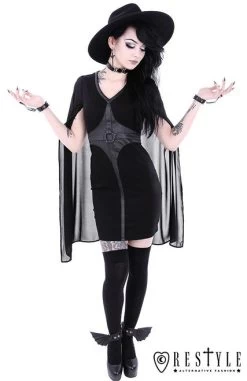 Restyle Cape Dress -Fashion Apparel eng pl Pencil gothic dress leather straps o rings long sleeves CAPE DRESS 1727 3 93271.1566704356