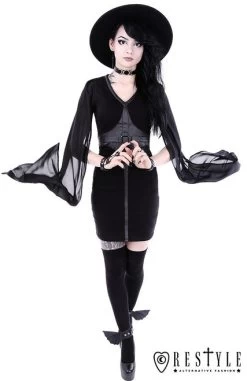 Restyle Cape Dress -Fashion Apparel eng pl Pencil gothic dress leather straps o rings long sleeves CAPE DRESS 1727 4 01012.1566704356