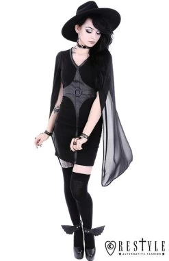 Restyle Cape Dress -Fashion Apparel eng pl Pencil gothic dress leather straps o rings long sleeves CAPE DRESS 1727 7 68619.1566704356