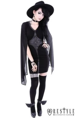 Restyle Cape Dress -Fashion Apparel eng pl Pencil gothic dress leather straps o rings long sleeves CAPE DRESS 1727 8 62218.1566704356