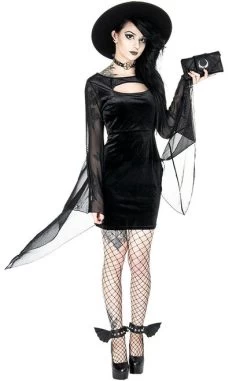 Restyle Salem Dress -Fashion Apparel eng pl SALEM DRESS Black gothic velvet dress with wide sleeves 1858 10 57723.1562573587