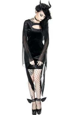 Restyle Salem Dress -Fashion Apparel eng pl SALEM DRESS Black gothic velvet dress with wide sleeves 1858 11 02937.1562573559