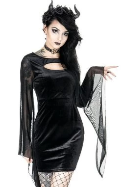 Restyle Salem Dress -Fashion Apparel eng pl SALEM DRESS Black gothic velvet dress with wide sleeves 1858 2 86060.1562573559