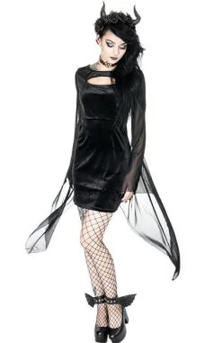 Restyle Salem Dress -Fashion Apparel eng pl SALEM DRESS Black gothic velvet dress with wide sleeves 1858 5 40888.1562573559