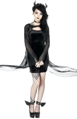 Restyle Salem Dress -Fashion Apparel eng pl SALEM DRESS Black gothic velvet dress with wide sleeves 1858 6 42491.1562573559