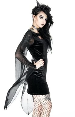 Restyle Salem Dress -Fashion Apparel eng pl SALEM DRESS Black gothic velvet dress with wide sleeves 1858 7 88908.1562573559