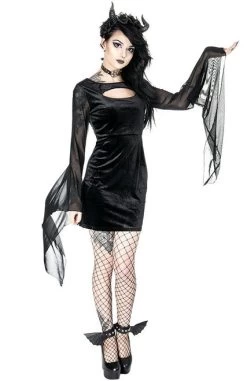 Restyle Salem Dress -Fashion Apparel eng pl SALEM DRESS Black gothic velvet dress with wide sleeves 1858 8 17199.1562573559