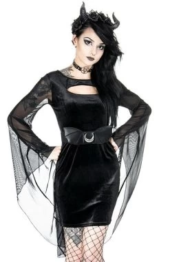 Restyle Salem Dress -Fashion Apparel eng pl SALEM DRESS Black gothic velvet dress with wide sleeves 1858 9 49514.1562573559