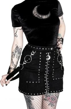 Restyle Studded Suede Skirt -Fashion Apparel eng pl STUDDED SUEDE SKIRT black gothic short skirt 1977 15 56640.1650948765