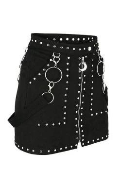 Fashion Apparel 7 Fashion Apparel -Fashion Apparel eng pl STUDDED SUEDE SKIRT black gothic short skirt 1977 3 41435.1650948752