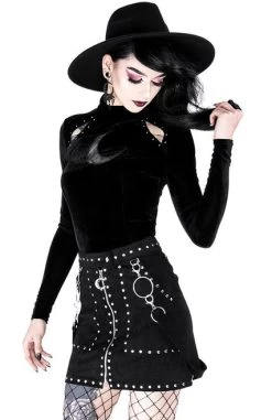 Restyle Studded Suede Skirt -Fashion Apparel eng pl STUDDED SUEDE SKIRT black gothic short skirt 1977 7 96132.1574758546