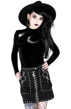 Restyle Studded Suede Skirt -Fashion Apparel eng pl STUDDED SUEDE SKIRT black gothic short skirt 1977 9 12507.1574758558