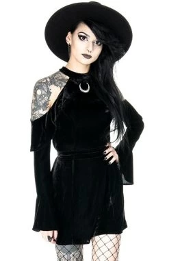 Restyle Velvet Moon Dress -Fashion Apparel eng pl VELVET MOON DRESS Black gothic mini dress with crescent 1895 10 99925.1591373279