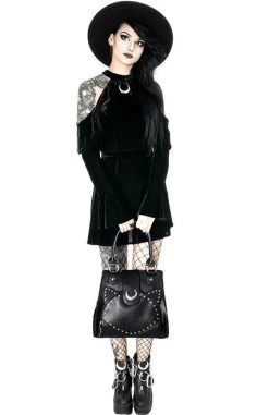 Restyle Velvet Moon Dress -Fashion Apparel eng pl VELVET MOON DRESS Black gothic mini dress with crescent 1895 11 77630.1591373265