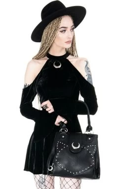Restyle Velvet Moon Dress -Fashion Apparel eng pl VELVET MOON DRESS Black gothic mini dress with crescent 1895 5 21968.1591373269
