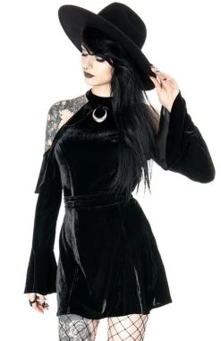 Restyle Velvet Moon Dress -Fashion Apparel eng pl VELVET MOON DRESS Black gothic mini dress with crescent 1895 9 85209.1598434314