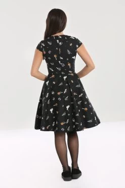 Hell Bunny Trick Or Treat Mid Dress - XS, Large And 2XL -Fashion Apparel hlb40116 trick or treat mid dress blk 03 73194.1600157488