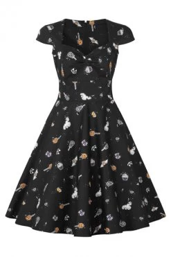 Hell Bunny Trick Or Treat Mid Dress - XS, Large And 2XL -Fashion Apparel hlb40116 trick or treat mid dress blk 10 38597.1600157489