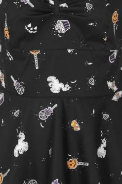 Hell Bunny Trick Or Treat Mid Dress - XS, Large And 2XL -Fashion Apparel hlb40116 trick or treat mid dress blk 11 80285.1600157489