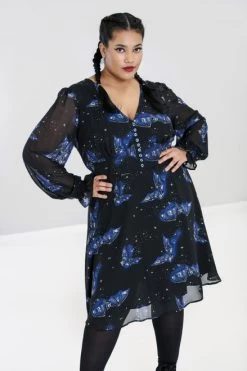 Hell Bunny Twilight Dress - Medium And Large -Fashion Apparel hlb40128p twilight mid dress blk 03 67140.1634118862
