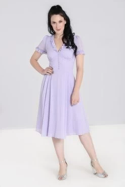 Hell Bunny Frilly Sundae Dress: Lavender - XL, 2XL, 3XL And 6XL