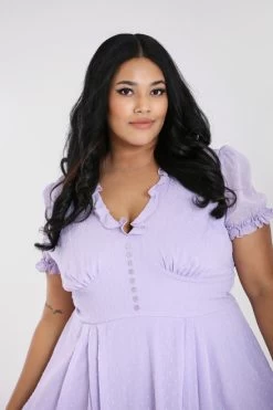 Hell Bunny Frilly Sundae Dress: Lavender - XL, 2XL, 3XL And 6XL -Fashion Apparel hlb40168p frilly sundae dress lav 02 70390.1615144194