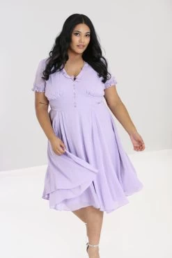 Hell Bunny Frilly Sundae Dress: Lavender - XL, 2XL, 3XL And 6XL -Fashion Apparel hlb40168p frilly sundae dress lav 03 34422.1667646558