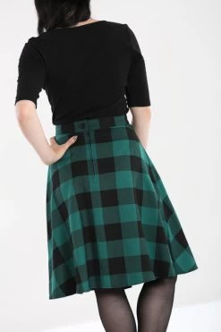 Hell Bunny Teen Spirit Mid Skirt: Black / Green - Large To 4XL -Fashion Apparel hlb50071 teen spirit mid skirt blk green 03 55002.1607067946