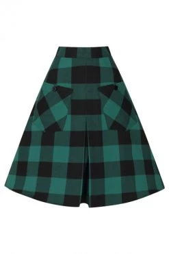 Hell Bunny Teen Spirit Mid Skirt: Black / Green - Large To 4XL -Fashion Apparel hlb50071 teen spirit mid skirt blk grn 10 47700.1682985935