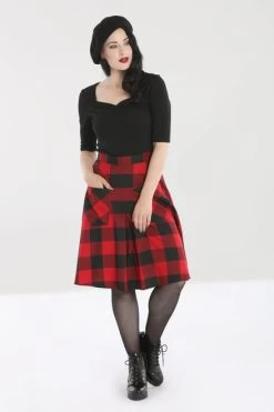 Hell Bunny Teen Spirit Mid Skirt: Black / Red - Small To 3XL -Fashion Apparel hlb50071 teen spirit mid skirt blk red 01 84092.1718270661