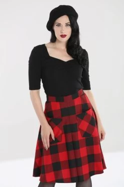 Hell Bunny Teen Spirit Mid Skirt: Black / Red - Small To 3XL -Fashion Apparel hlb50071 teen spirit mid skirt blk red 02 53524.1718270658