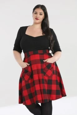 Hell Bunny Teen Spirit Mid Skirt: Black / Red - Small To 3XL