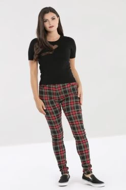 Hell Bunny Clash Stretch Pants - 2XL To 4XL 14 Hell Bunny Clash Stretch Pants - 2XL To 4XL -Fashion Apparel hlb50094 clash skinny trousers blk red 02 30464.1616516384