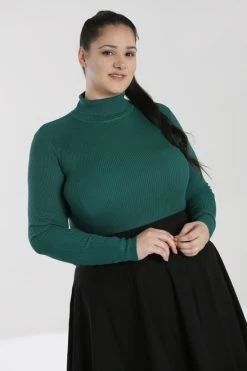 Hell Bunny Spiros Top: Dark Green - Large And 3XL