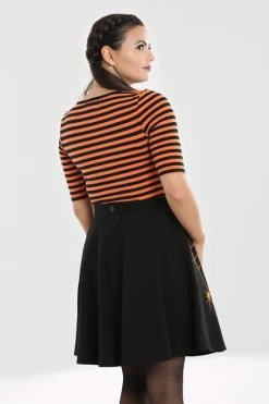 Hell Bunny Warlock Top: Black / Pumpkin Orange - XS, Large And 2XL -Fashion Apparel hlb60052 warlock top black orange 03 27866.1598960126