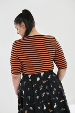 Hell Bunny Warlock Top: Black / Pumpkin Orange - XS, Large And 2XL -Fashion Apparel hlb60052p warlock top blk orange 03 2 59523.1605546746