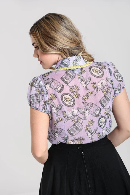 Hell Bunny Willow Sparrow Blouse: Lavender - Medium To 6XL 8 Hell Bunny Willow Sparrow Blouse: Lavender - Medium To 6XL - Image 6