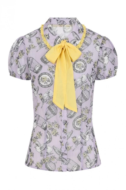 Hell Bunny Willow Sparrow Blouse: Lavender - Medium To 6XL 3 Hell Bunny Willow Sparrow Blouse: Lavender - Medium To 6XL