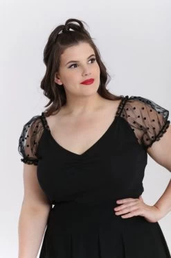 Hell Bunny Amandine Top - XS, Small, XL And 2XL -Fashion Apparel hlb60108p amandine top black 01 2 1 91009.1633586817