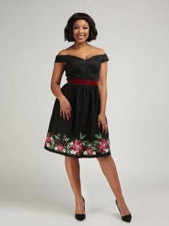 Collectif Lilith Festive Floral Swing Dress - Medium