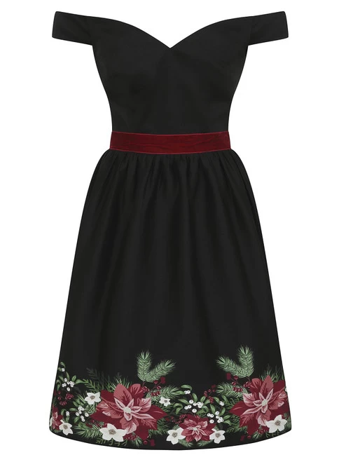 Collectif Lilith Festive Floral Swing Dress - Medium 4 Collectif Lilith Festive Floral Swing Dress - Medium - Image 2