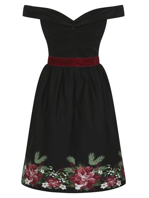 Collectif Lilith Festive Floral Swing Dress - Medium 5 Collectif Lilith Festive Floral Swing Dress - Medium - Image 3