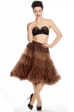 Hell Bunny Long Petticoat: Chocolate - XS/M