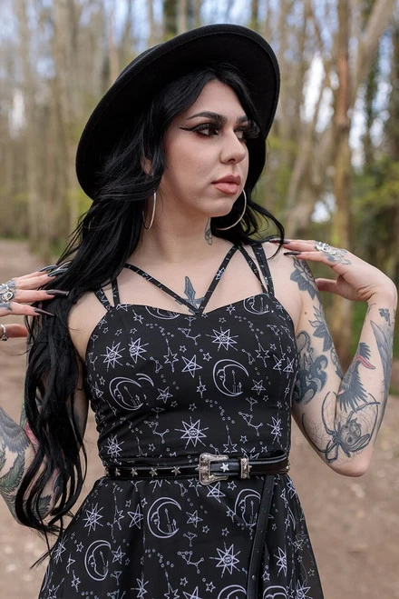 Coven United Moonprint Crossover Straps Dress - XS To 4XL 8 Coven United Moonprint Crossover Straps Dress - XS To 4XL - Image 6